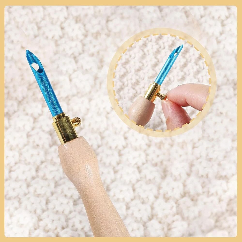 Embroidery Punch Needle Kit with 13 Tools and Wooden Handle
