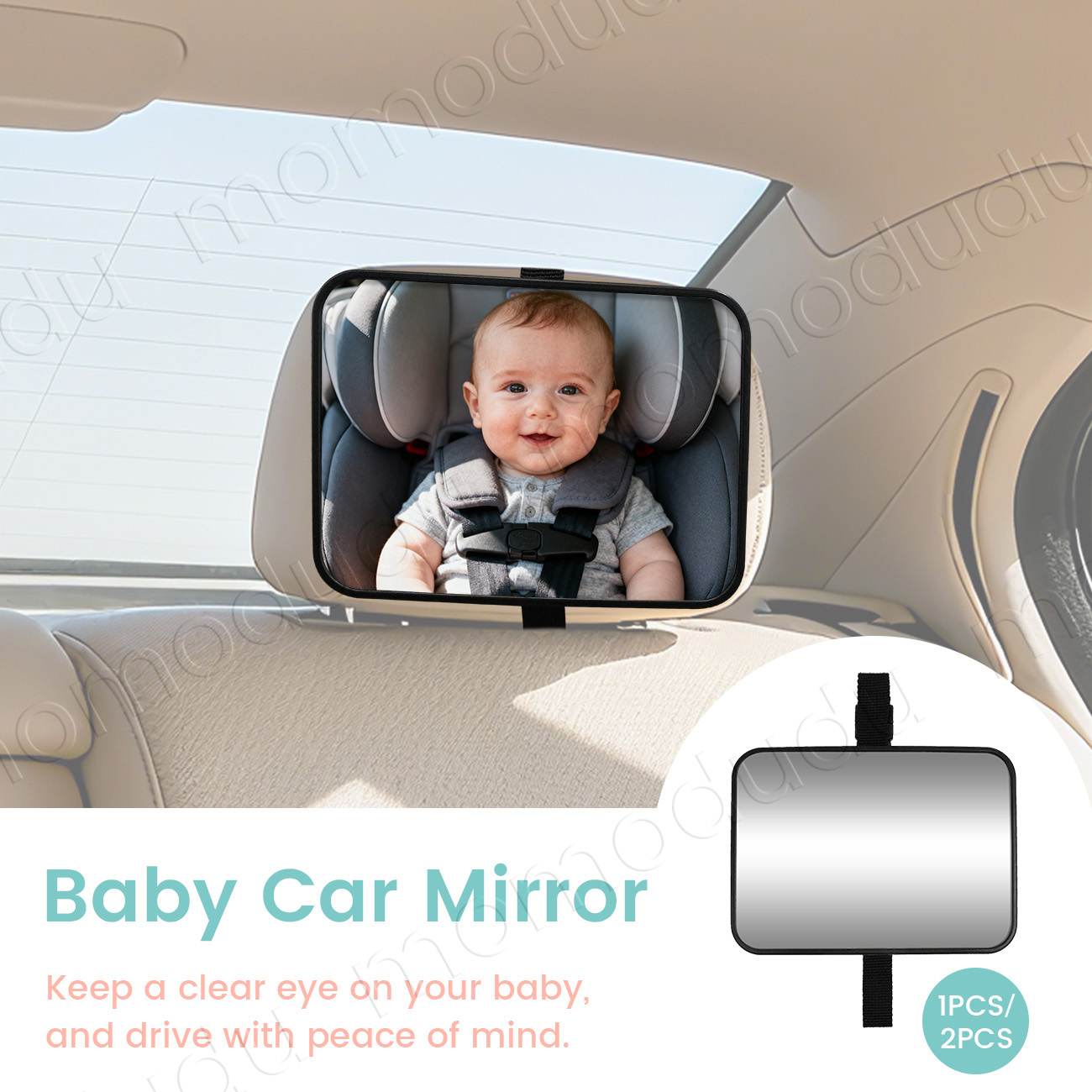Shatterproof Car Mirrors for Baby Car Seat, Adjustable Rear-Facing Mirror, Easy Installation for Toddler, Headrest