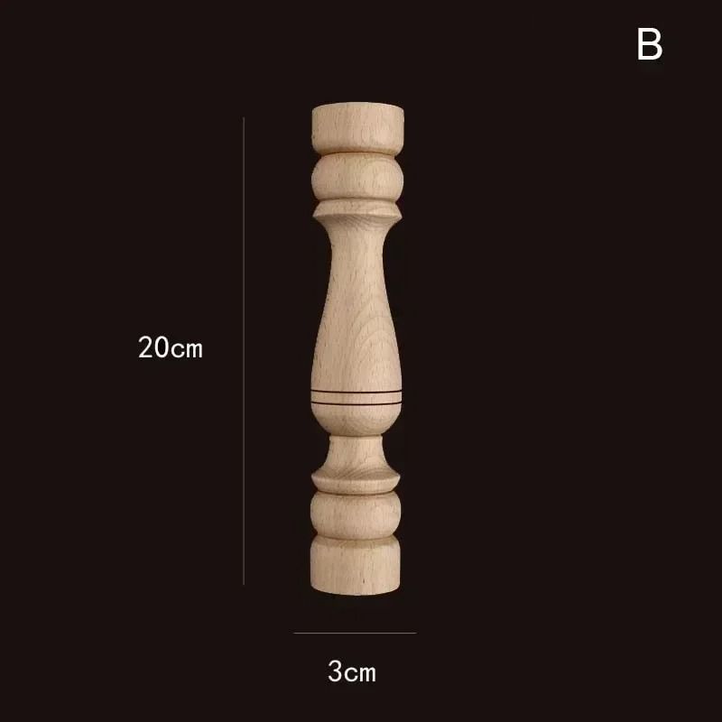 Vintage Carved Wood Spindle Column Decorative Furniture Applique for Cabinet and Home Accent