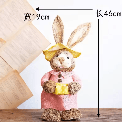 46cm Straw Bunny Decoration – Woven Easter Rabbit Yard & Home Decor