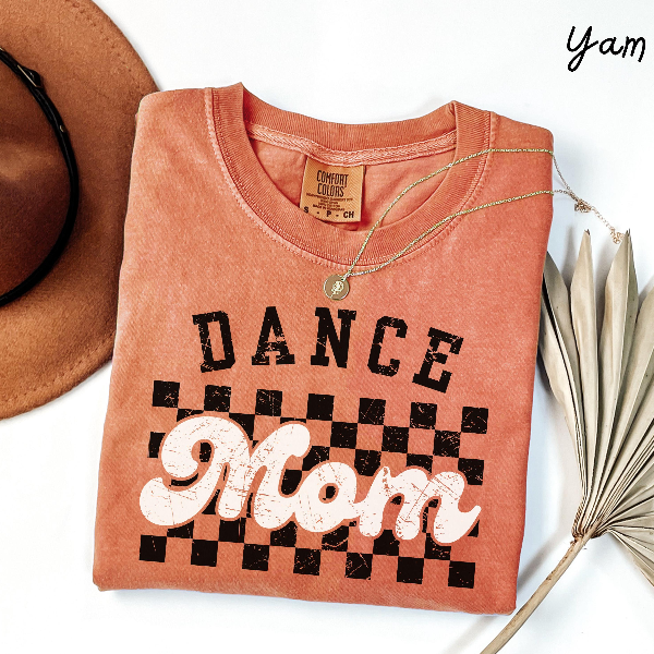 Dance Mom Checkered Shirt Retro Graphic Tee Trendy Recital Mom T-Shirt Casual Womens Top