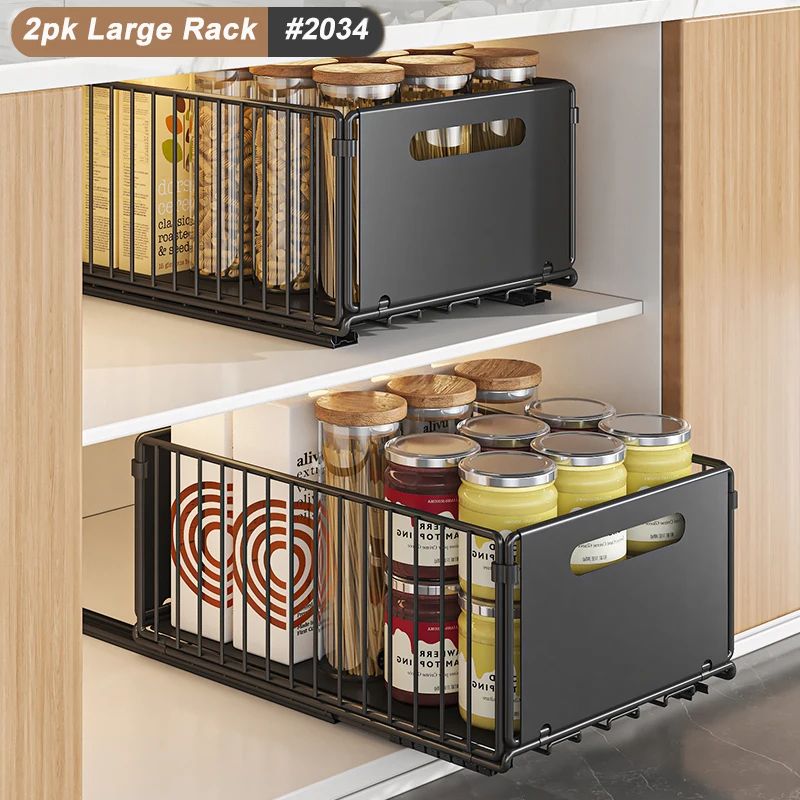 SlideSpice Pull Out Cabinet Organizer Sliding Spice Storage Rack