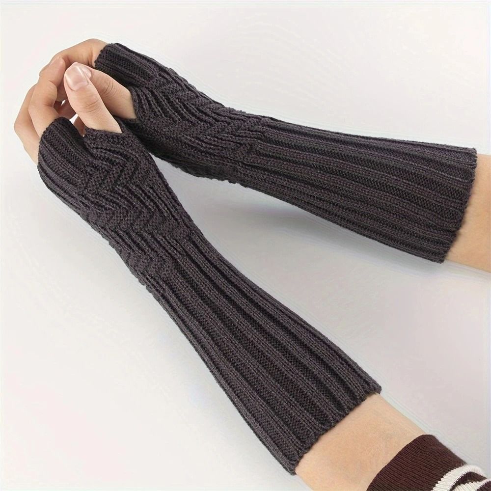 Unisex Crochet Fingerless Long Gloves and Knit Arm Warmers