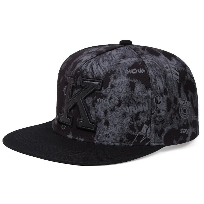 New Printed K Letter Flat-Brimmed Hip-Hop Hat