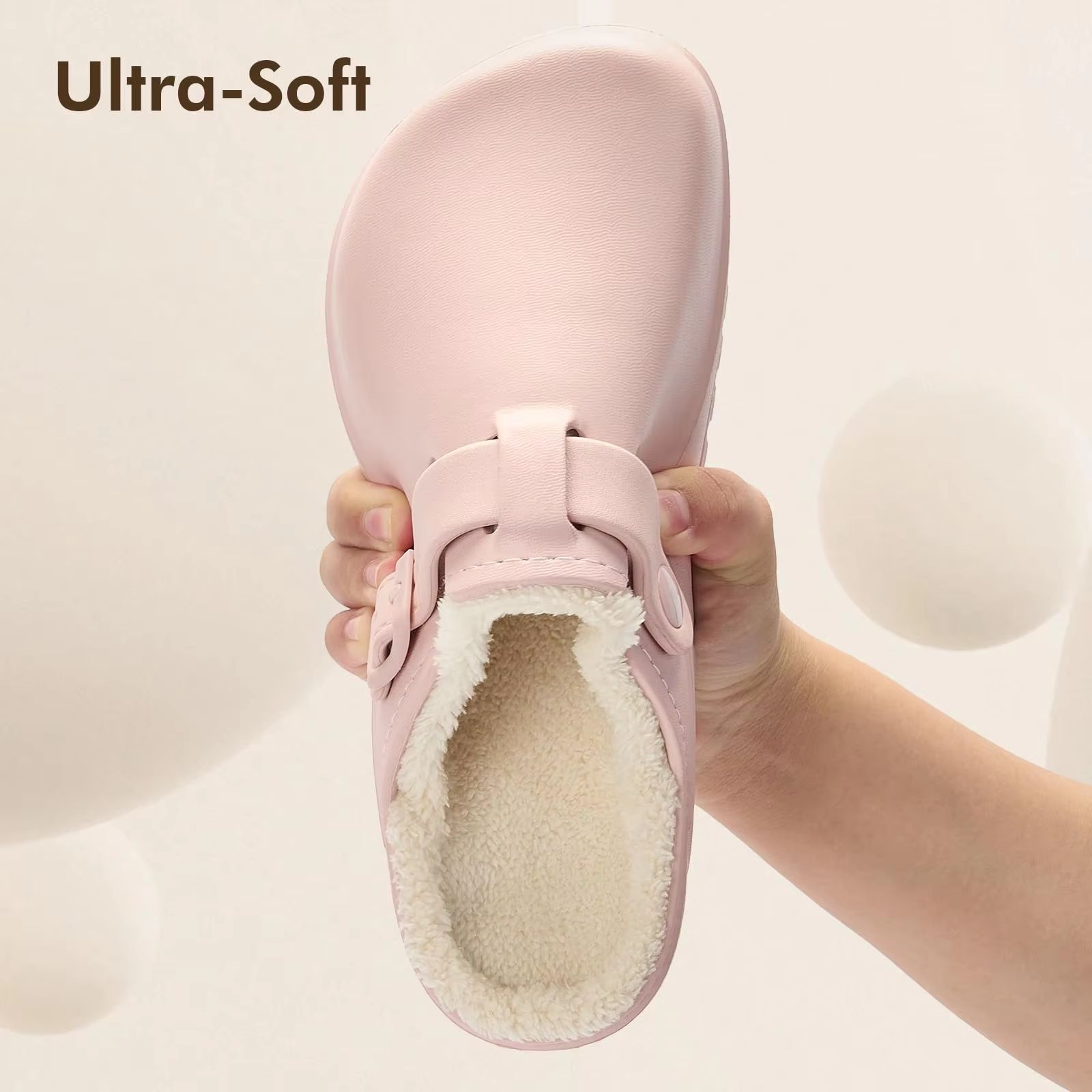 Women's Winter Fur Slippers – Waterproof, Anti-Slip Plush Lined House & Garden Shoes