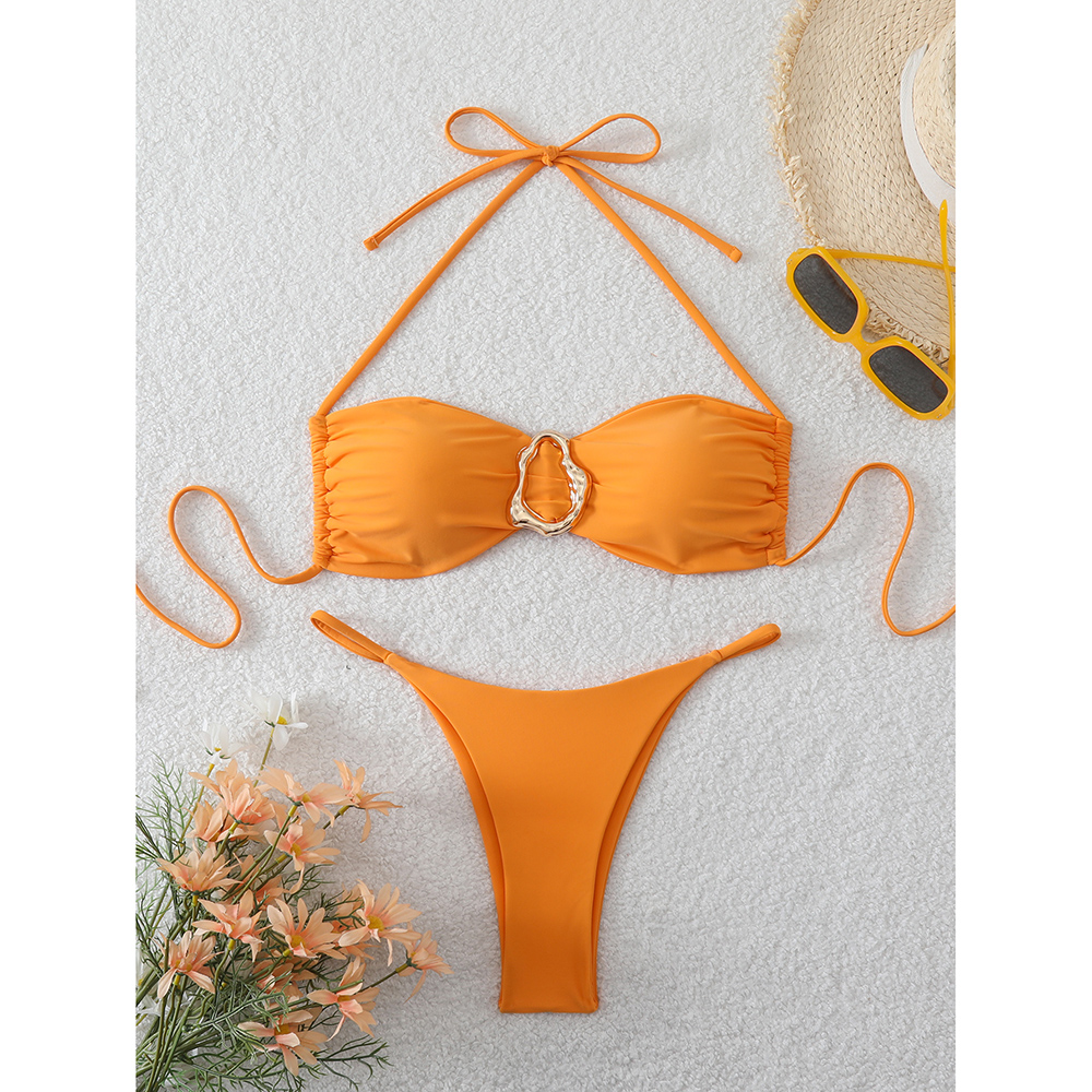 Sexy Bandeau Bikini Women's Swimsuit, Push Up Thong Bikinis Set, Two-piece Swimwear, Female Bathing Suit