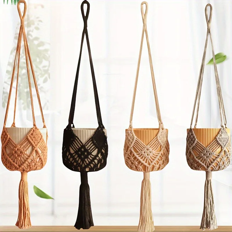 Boho Macrame Plant Hanger Indoor Outdoor Hanging Basket for Succulents