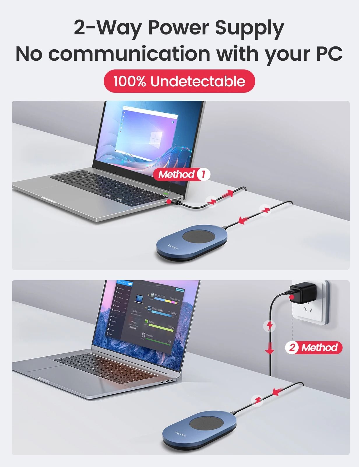 Undetectable Professional Mouse Jiggler with Power Adapter