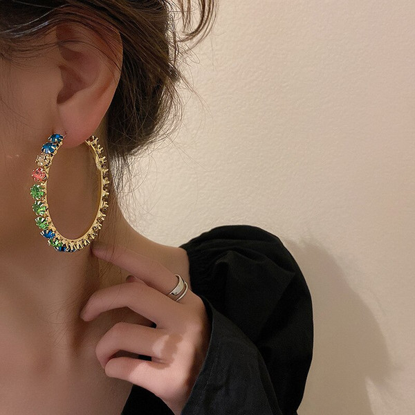 Beaded Rainbow Hoop Earrings