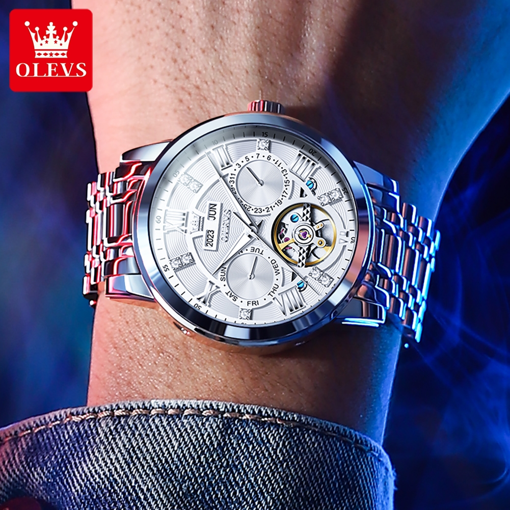 Luxury Skeleton Automatic Watch for Men Waterproof Luminous Mechanical Wristwatch