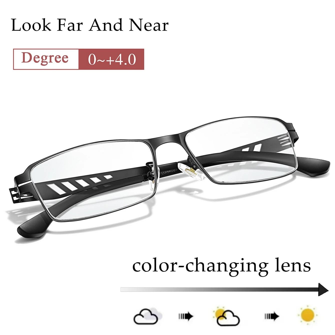 Metal Frame Photochromic Reading Glasses with Anti Blue Light Protection