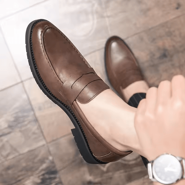 Mens Soft Breathable Leather Casual Slip On Loafers Lightweight British Style Business Shoes