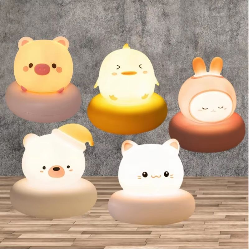 Animal Silicone Night Light 3-Level Dimmable Touch Control Lamp for Kids
