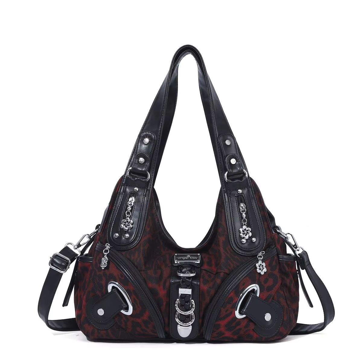 Angelkiss Leopard Print Women's Shoulder Bag Top-Handle Satchel Large Tote Purse