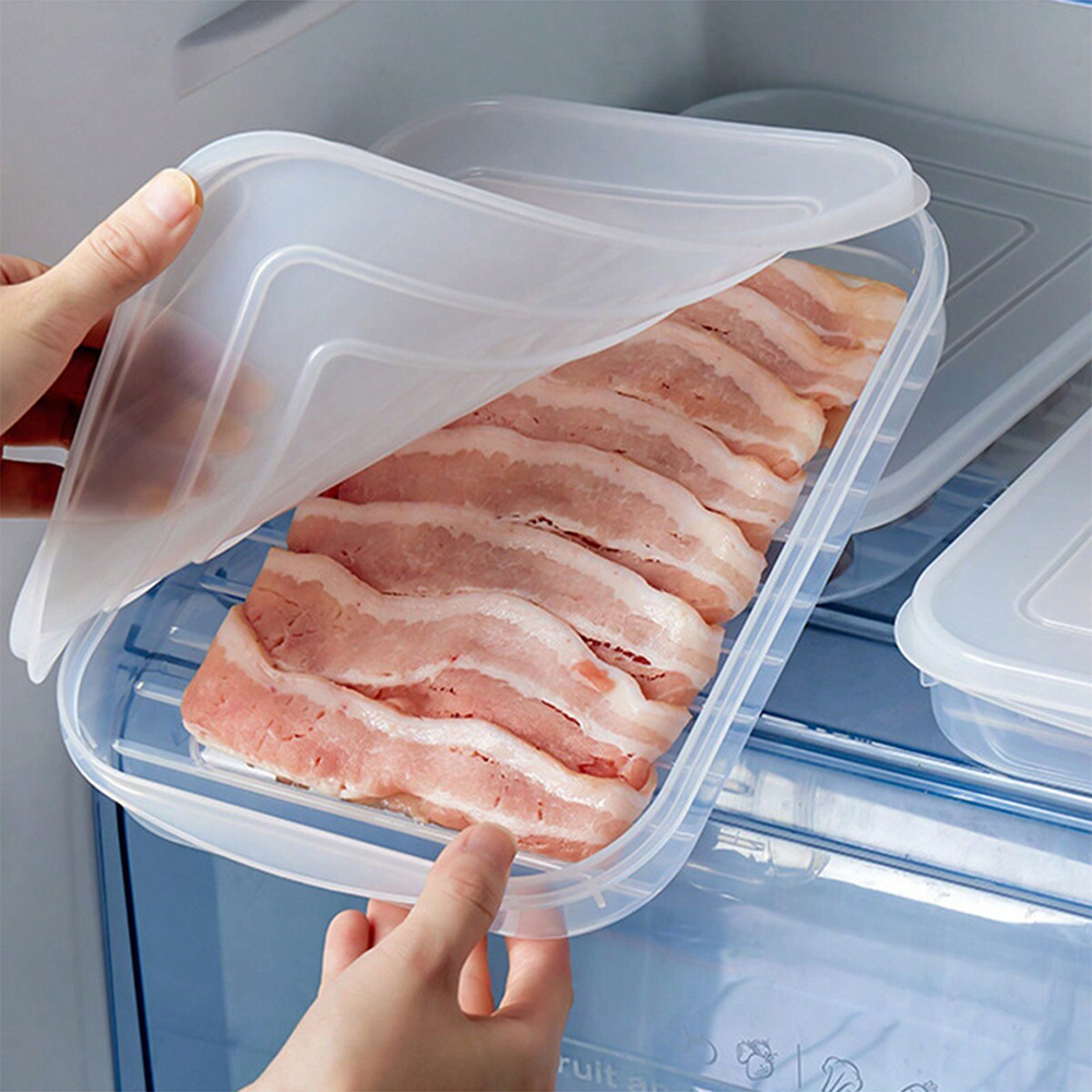 Transparent Large Capacity Refrigerator Storage Box with Cover Ideal for Frozen Meat & Food Storage