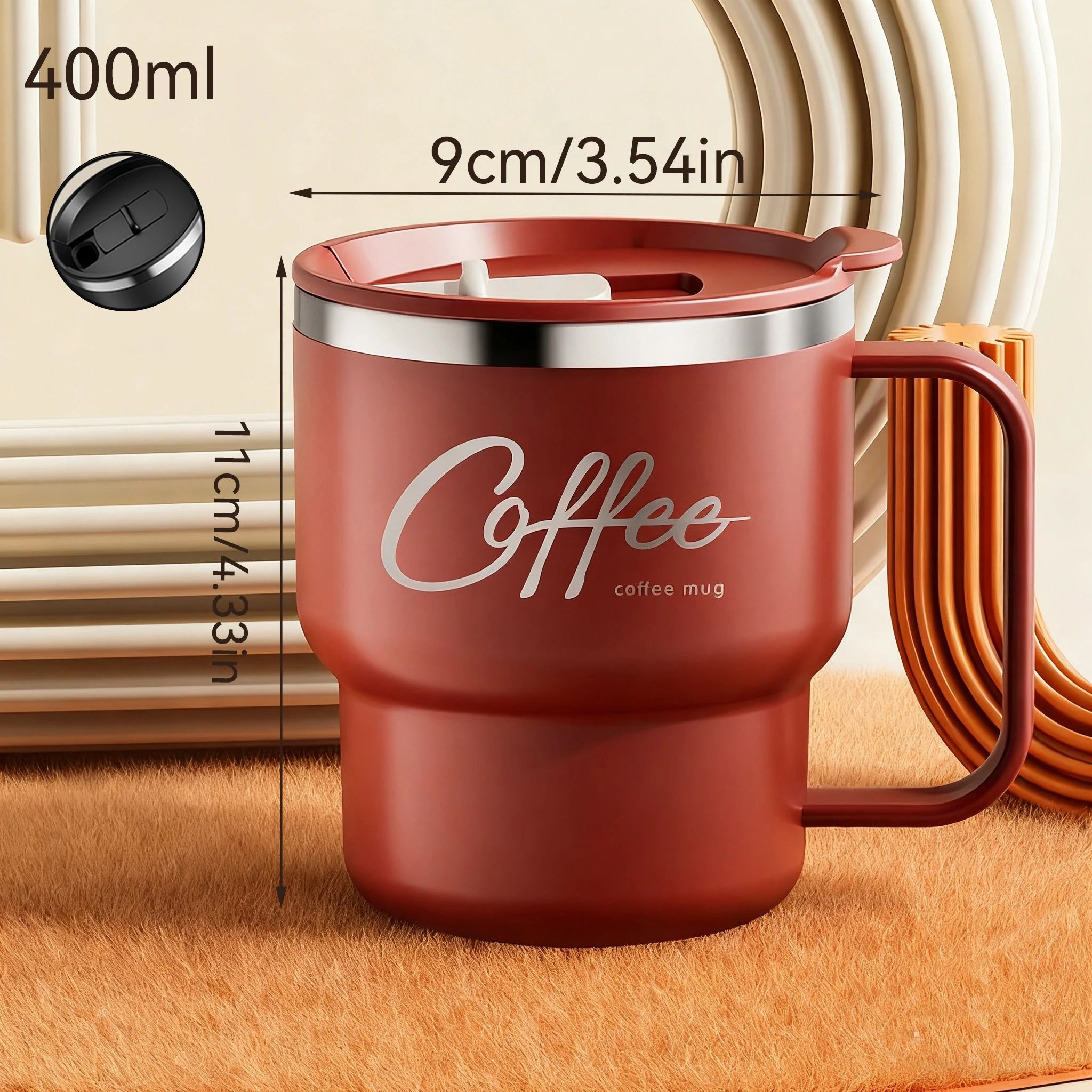 304 Stainless Steel Double Wall Insulated Coffee Mug – Leakproof Thermal Drink Cup 13.5 fl oz