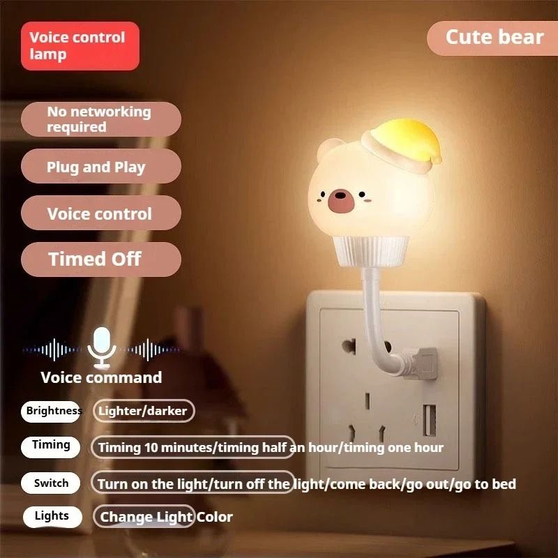 Cute Cartoon Voice Control LED Night Light
