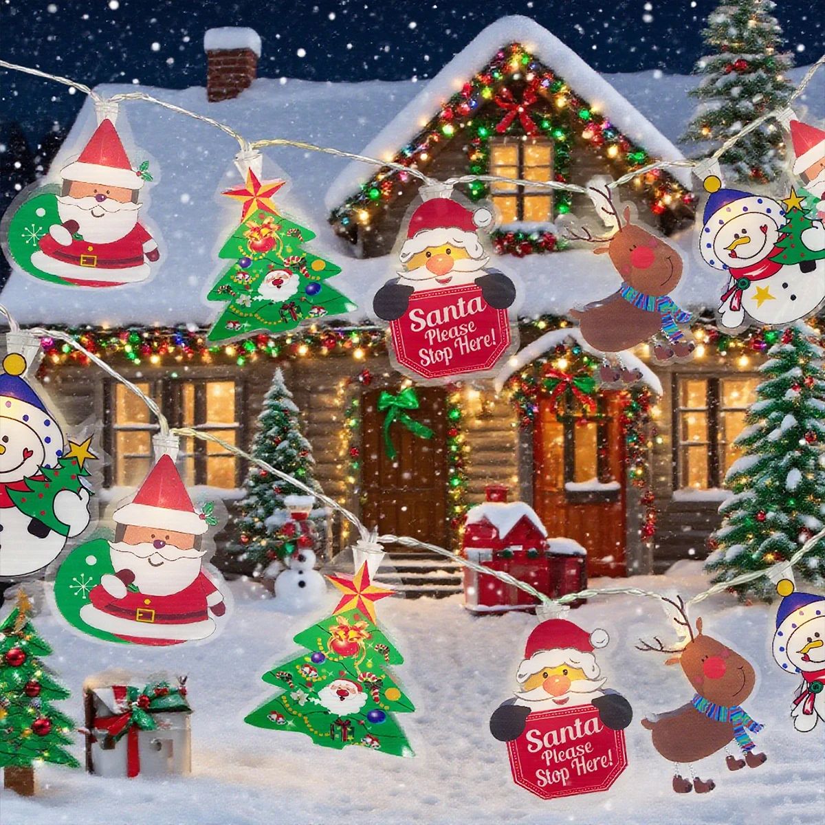LED Christmas Character String Lights Festive Fairy Decor