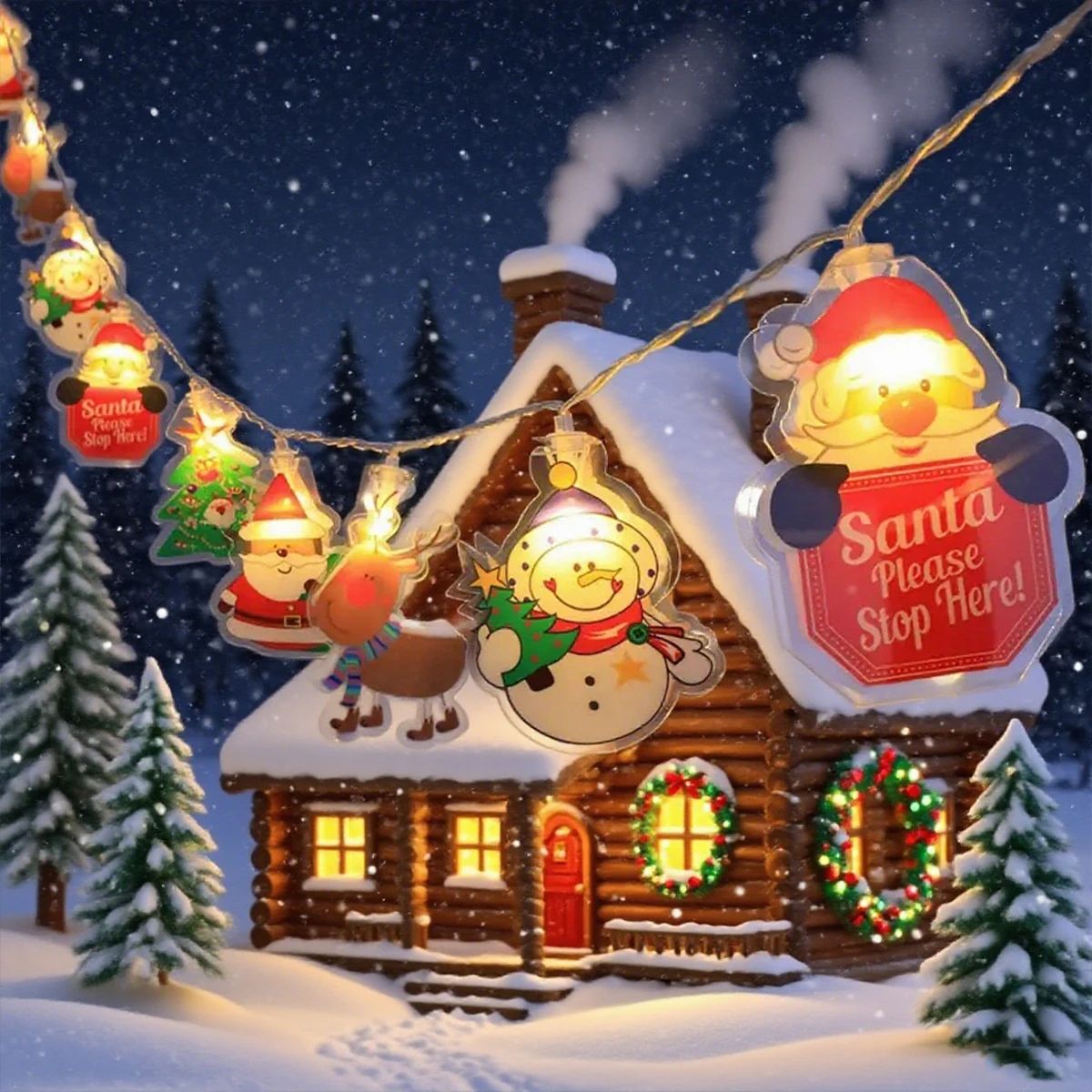 LED Christmas Character String Lights Festive Fairy Decor