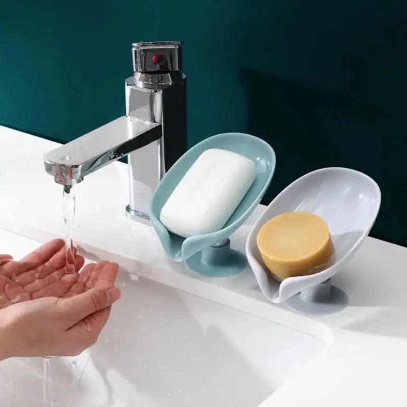 Leaf Shape Soap Holder with Suction Cup Sponge Dish Rack