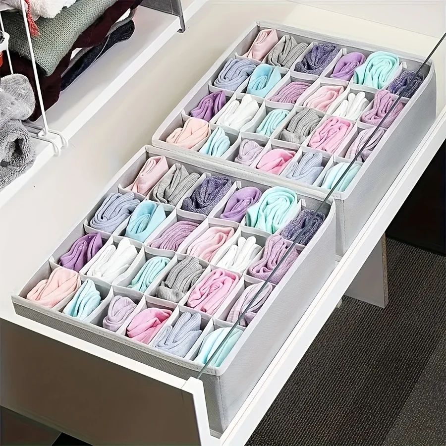 24-Grid Drawer Organizer for Underwear, Socks & Accessories – Foldable Closet Storage Box