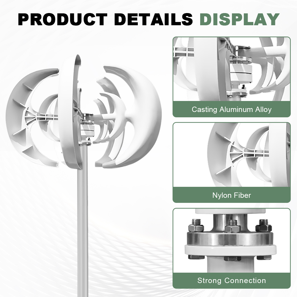 5000W Vertical Wind Turbine Generator for Home, Farm & Off-Grid Power with MPPT Controller