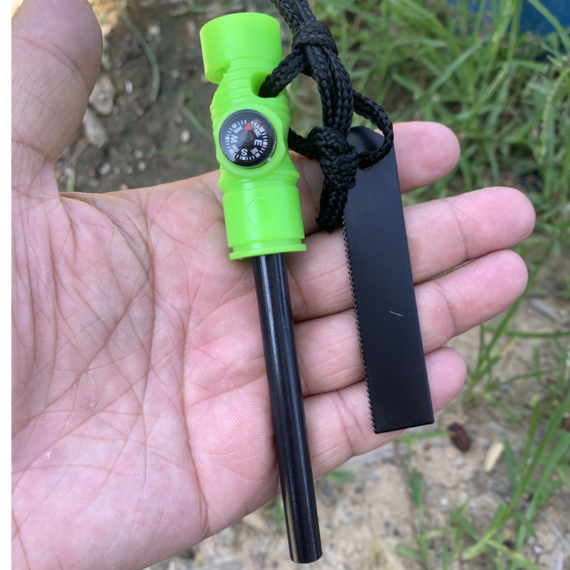 All-Weather Magnesium Fire Starter with Compass for Camping and Survival