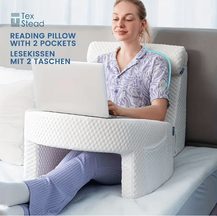 Extra Large Memory Foam Reading Pillow with Arm Rests for Bed Rest and Gaming
