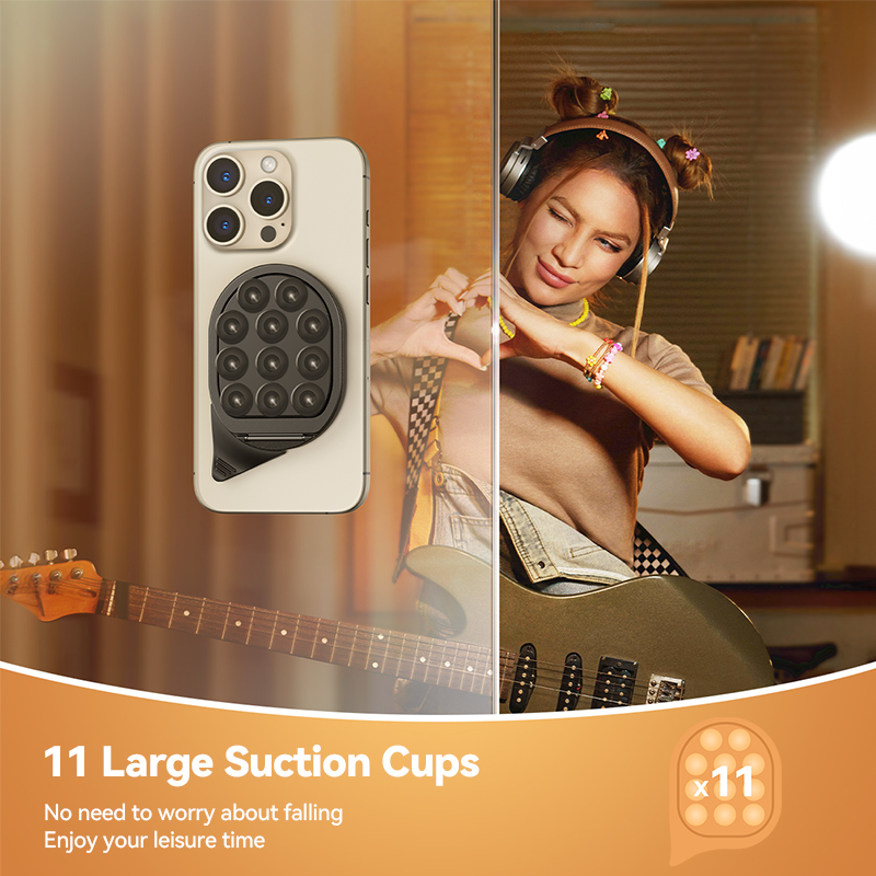 Magnetic Suction Cup Phone Mount with Grip Ring for Car Desk and Mirror