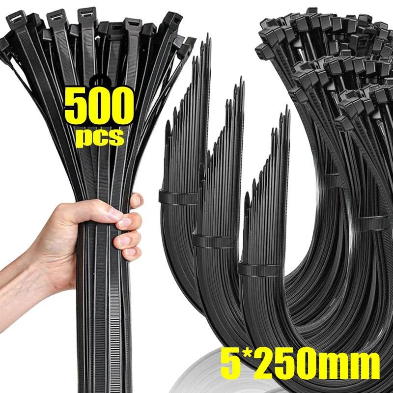 Self-Locking Nylon Cable Ties 100–500pcs Adjustable Zip Ties for Home, Office & Wire Management