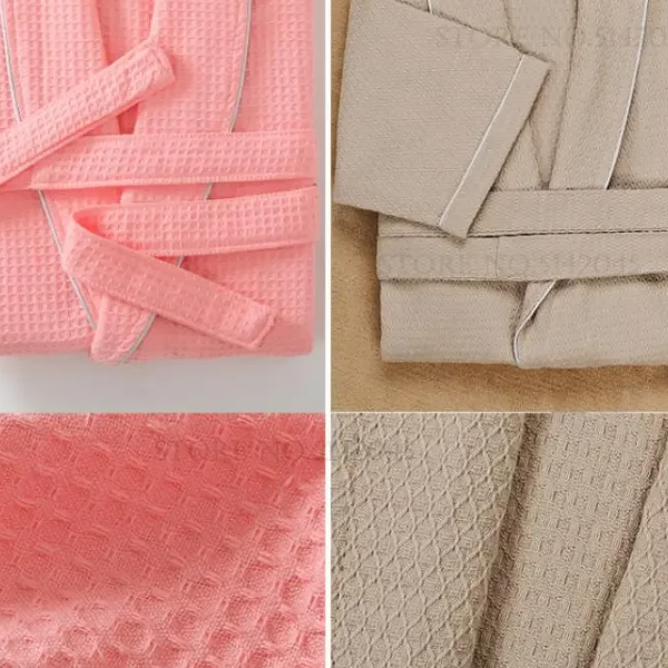 Cotton Couple Robe Waffle Bathrobe Gown, Yukata , Women Sleepwear, Casual Home Clothes, Spring Summer Loungewear