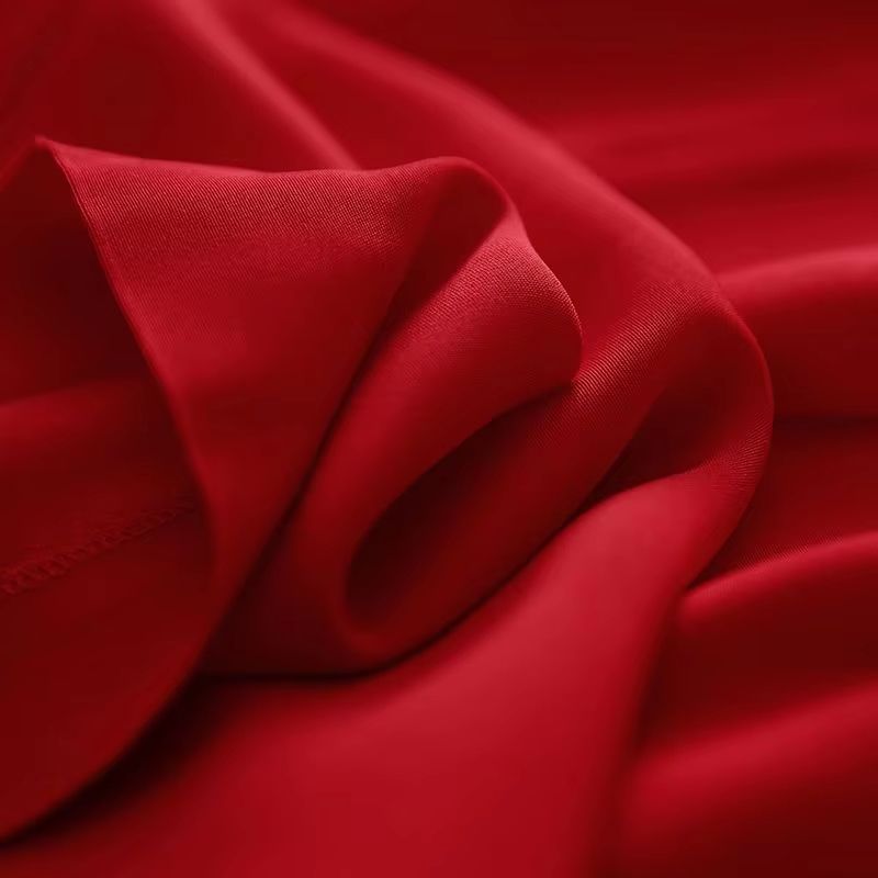 Elegant Red A Line Dress Doll Collar Slim Fit Women Dress Soft Vintage Style Red Dress