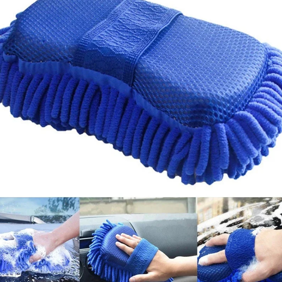 Car Wash Sponge, Blue Microfiber, Cleaning Tool, Auto Washing, Brush Pad, Towel Gloves, Styling Accessories