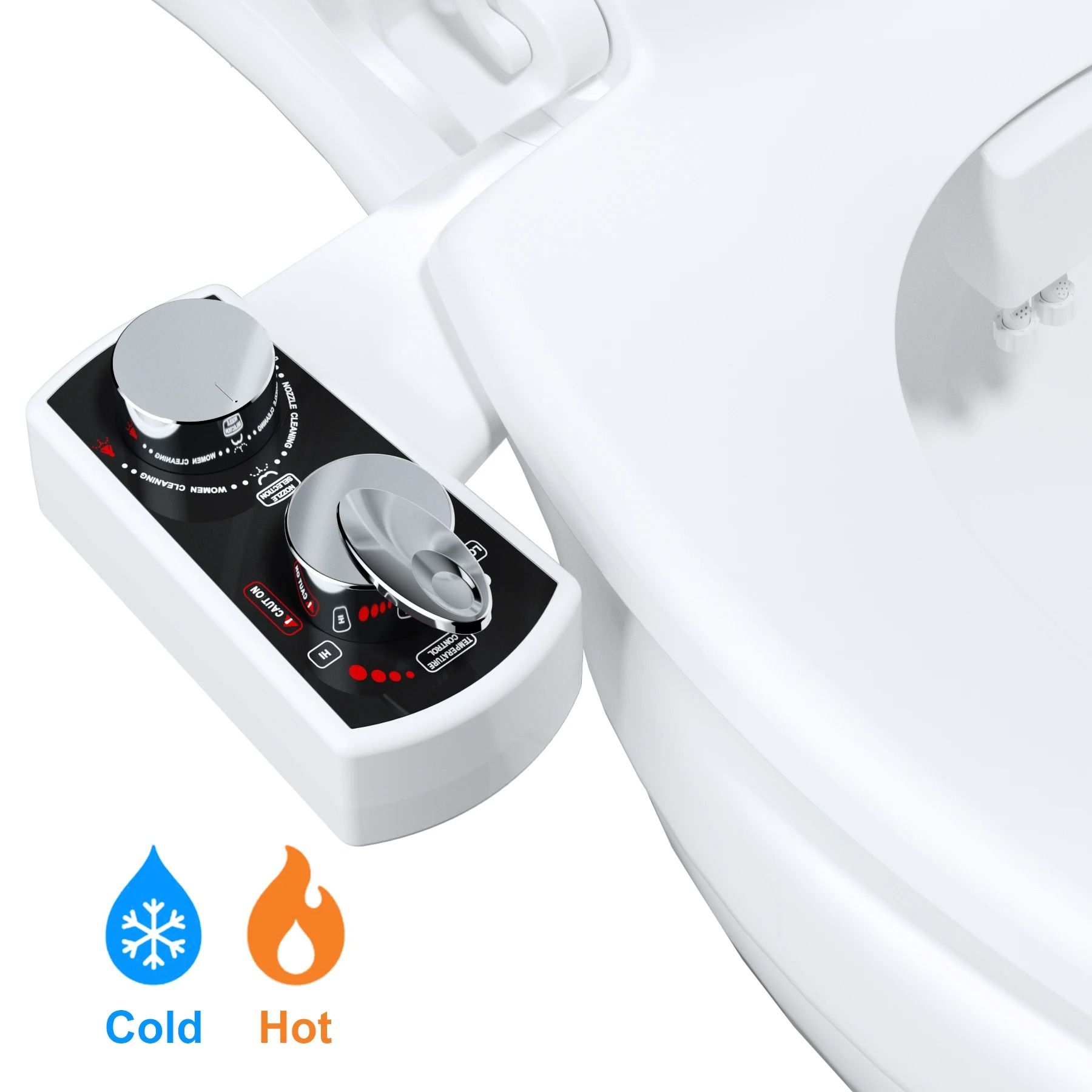 Adjustable Hot and Cold Dual Nozzle Bidet Attachment