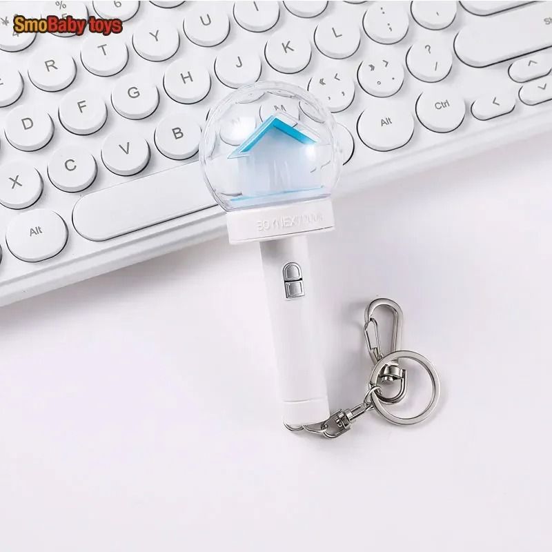 Kpop Mini Light Stick Keychain with Battery Powered Creative Light Up Keyring Gift