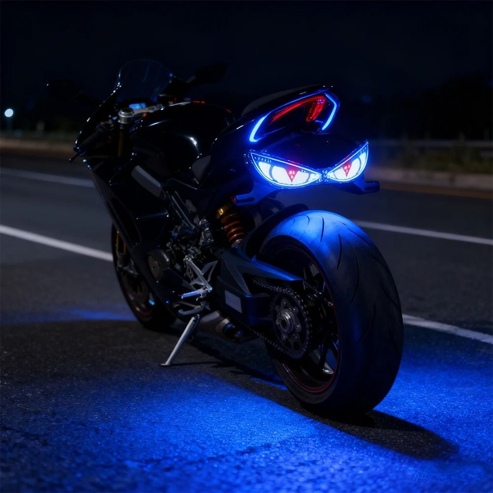 Universal 12V Motorcycle LED Devil Eye License Plate Tail Light
