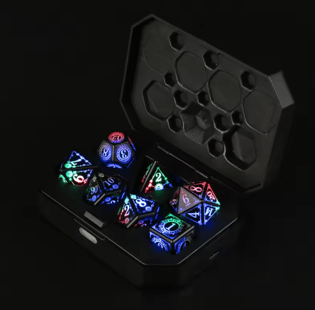 Rechargeable LED Polyhedral Dice Set Glowing Electronic Dice with Charging Box for RPG Games