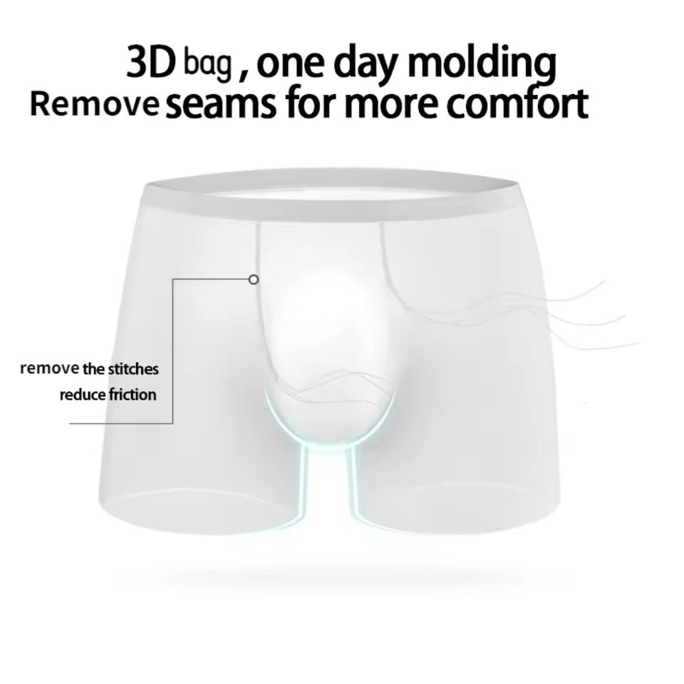 Mens Ice Silk Seamless Boxer Briefs with Breathable Antibacterial Fabric