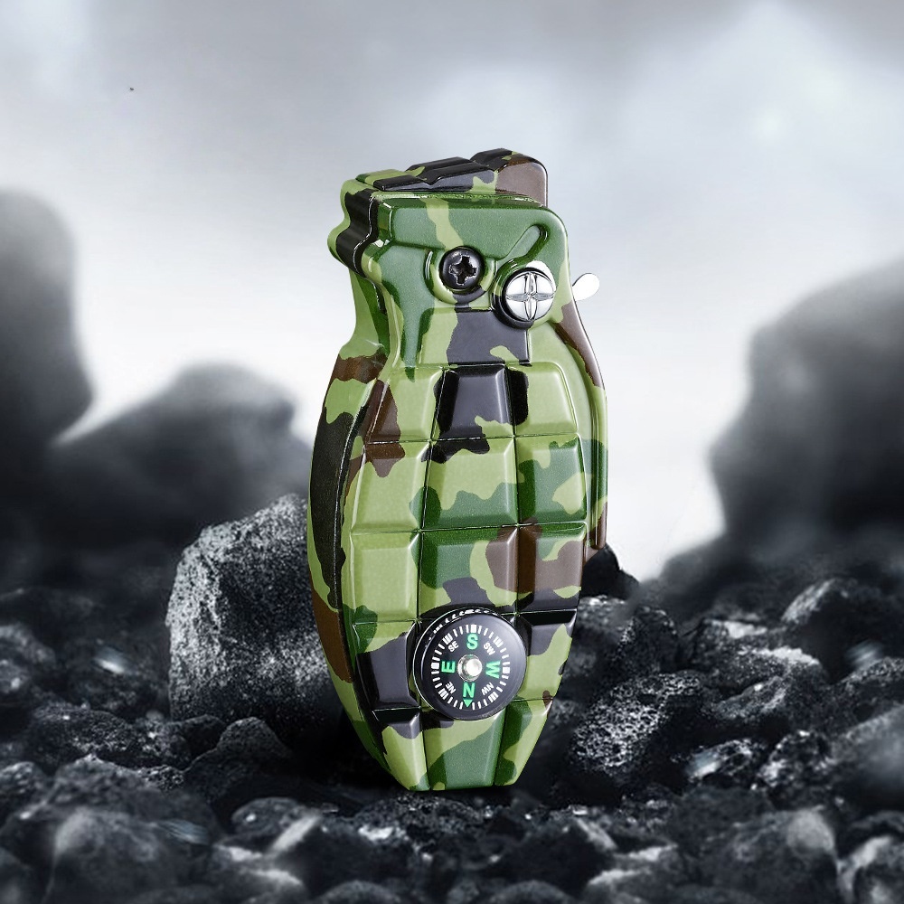 Tactical Windproof Jet Lighter with Built-in Compass & Safety Lock  Rugged EDC Survival Tool