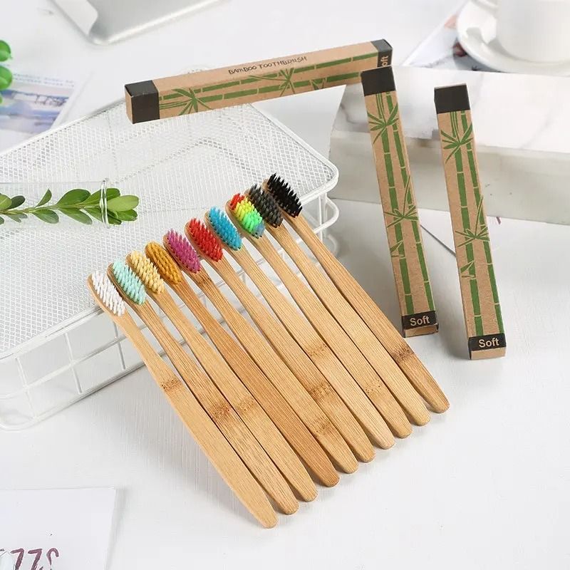 Natural Bamboo Eco-Friendly Toothbrush | 10-Piece Sustainable Family Pack