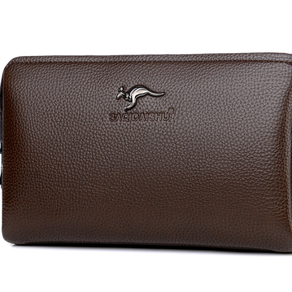 Mens High End PU Leather Long Wallet Large Capacity Anti Theft Clutch Wrist Bag with Multi Card Slots