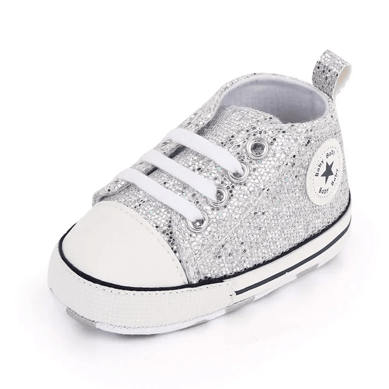Baby Sequined Canvas Sneakers Soft Sole Non Slip Toddler Walking Shoes