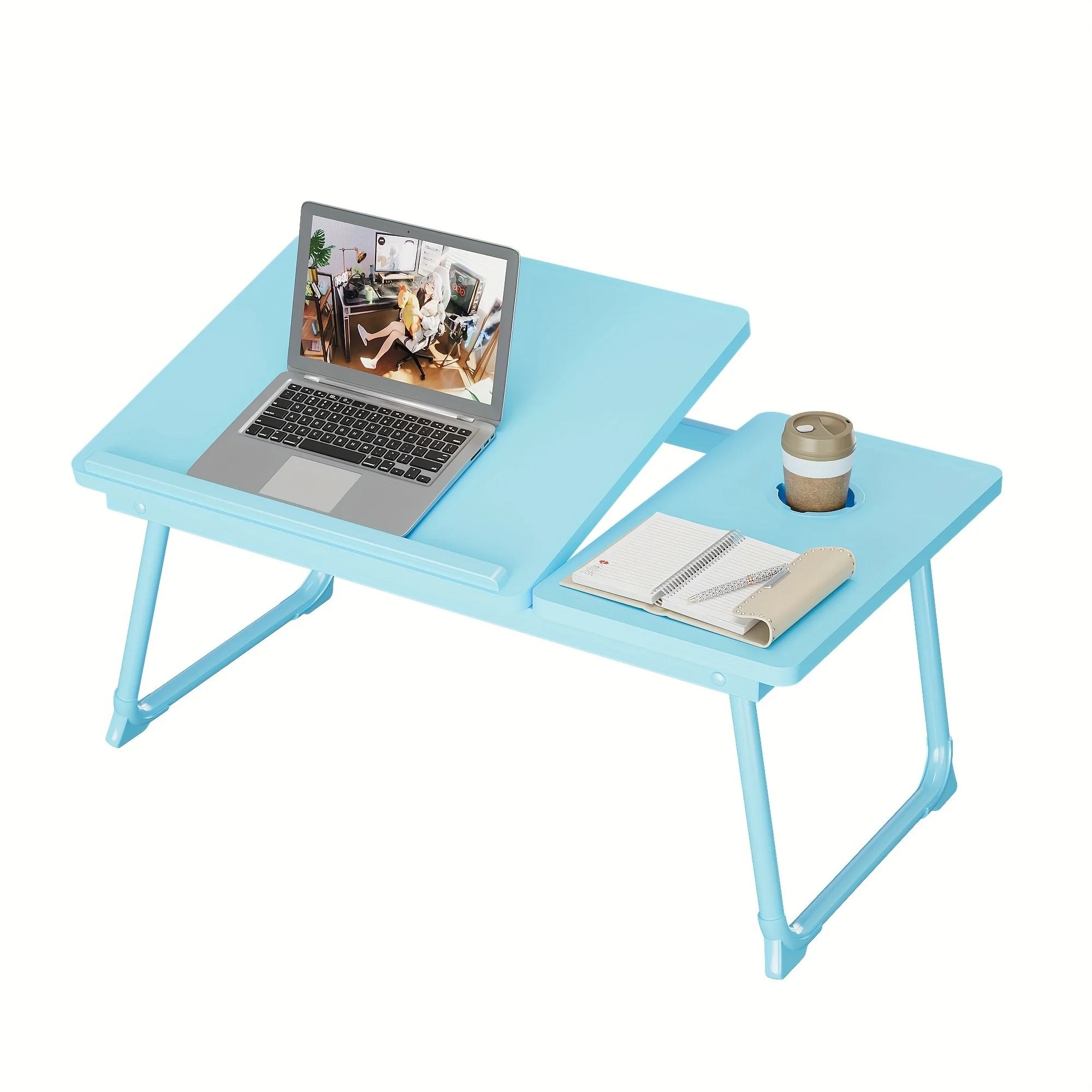Foldable Laptop Bed Desk Tray with Cup Holder