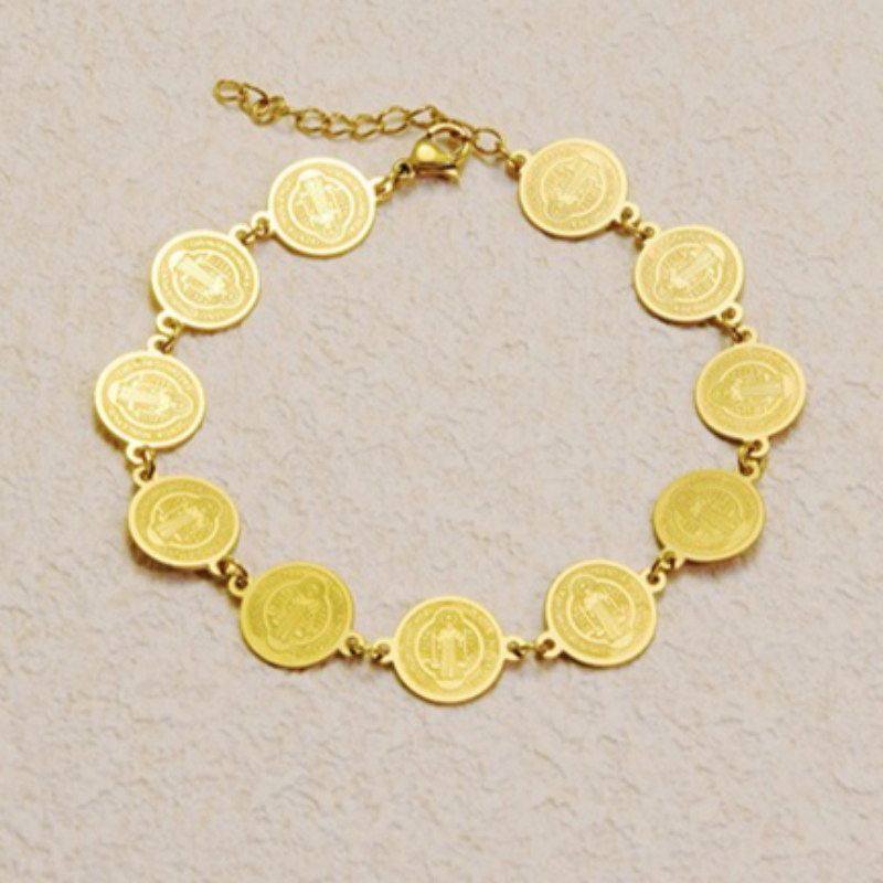 Saint Benedict Bracelet Spiritual Protection Stainless Steel Faith Amulet Jewelry