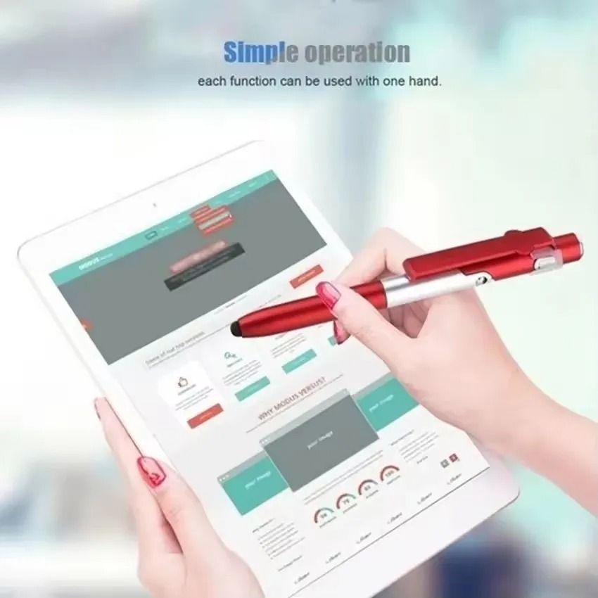 4 in 1 Multifunction Pen with LED Light and Phone Holder Ballpoint Pen Gadget