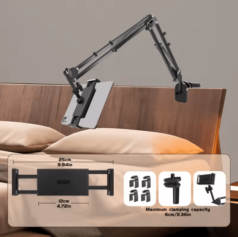 FlexiArm Adjustable Tablet Holder with Rotatable Long Arm Clamp