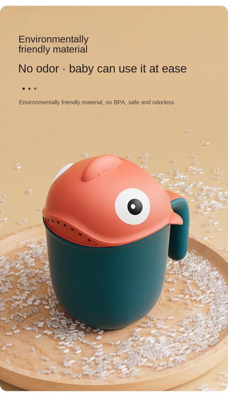 Baby Bath Rinse Cup Cute Shark Shower Water Scoop