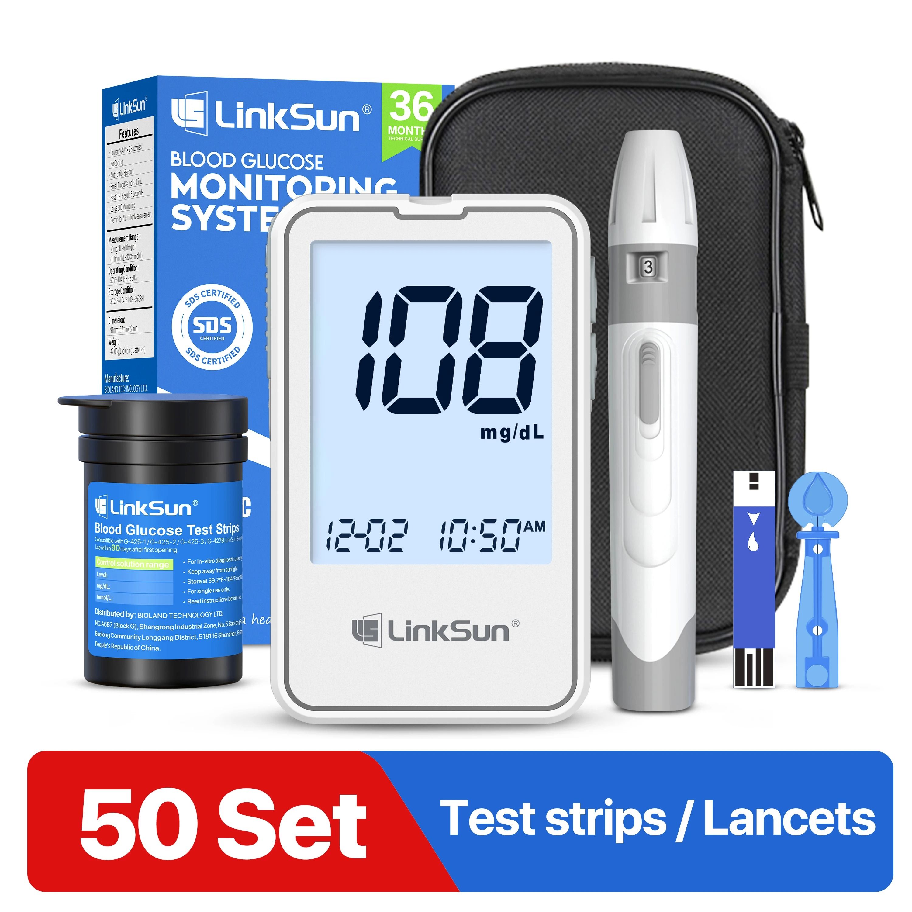 Blood Glucose Meter Testing Kit with Test Strips and Lancets