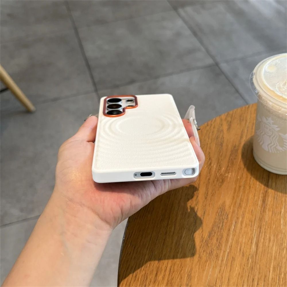 Magnetic Leather Pattern Phone Case with Wave Texture