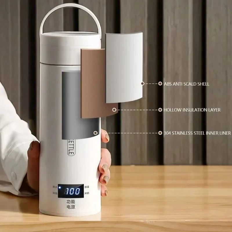 Portable Electric Kettles for Travel, Tea & Coffee Kettle with Anti-Scald Water Thermal Cup
